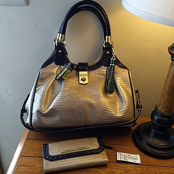 Brahmin Handbags - Brahmin NWT soft gold shimmer trim texture duo